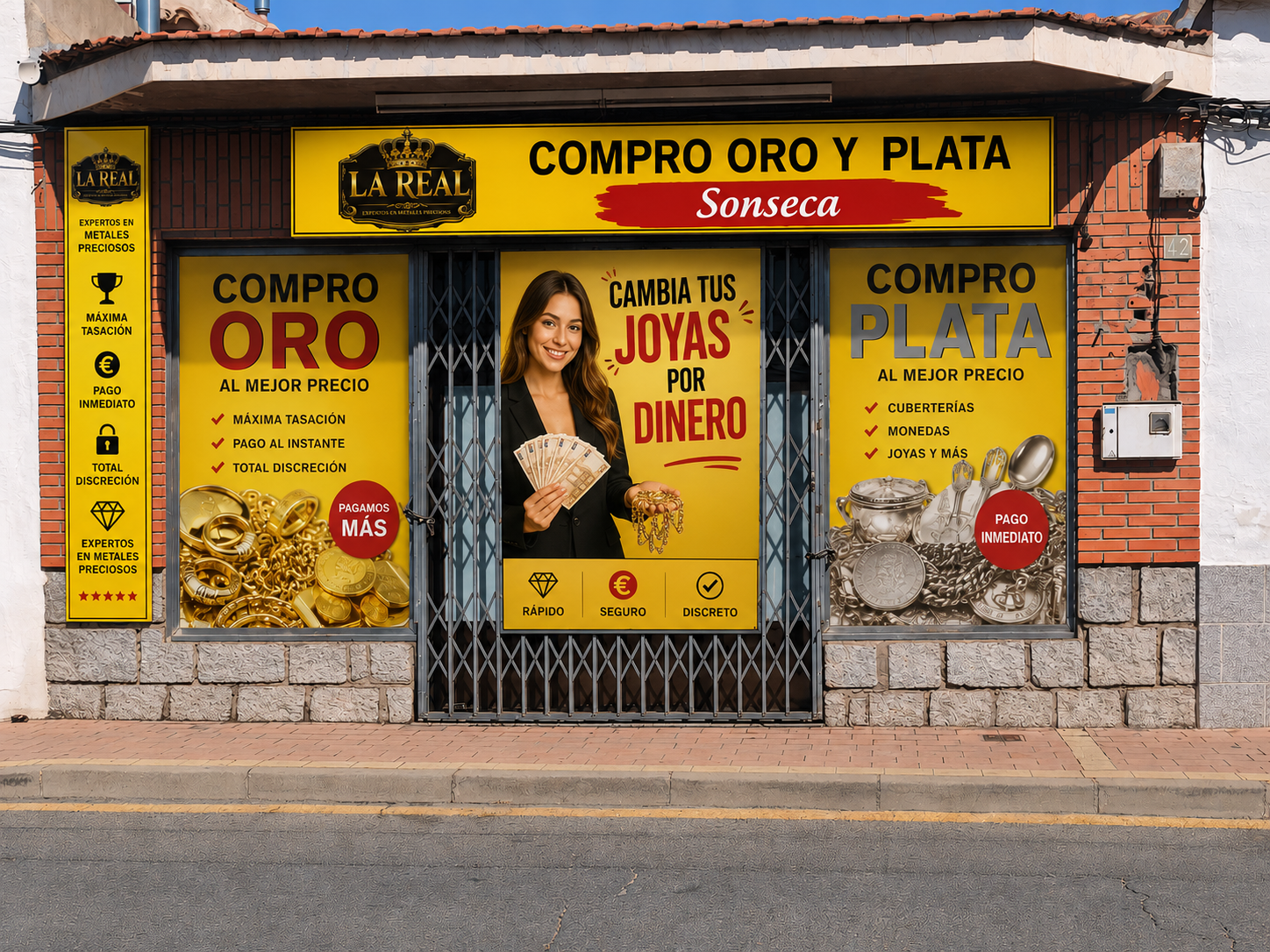 Fachada del próximo local de Compro Oro y Plata La Real en Sonseca